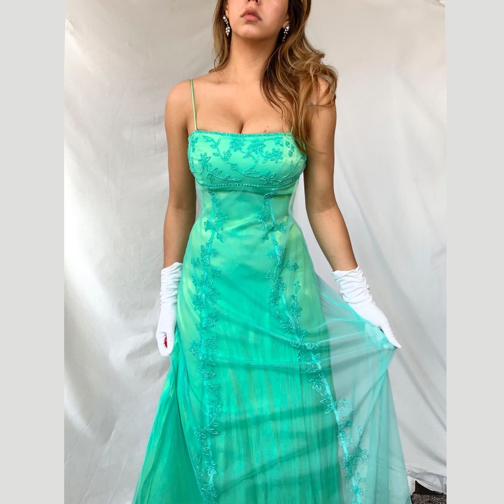 Mermaid Evening Dress With Skirt  Light blue Beaded Spaghetti Strap For Formal Occasion 2025 LA72341A